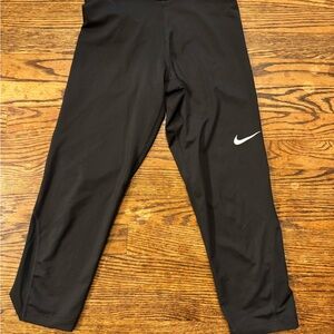 Nike Pro Kids Black Leggings with White Swoosh